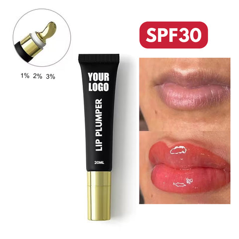 SPF30 Private Label Long-lasting Hyaluronic Acid Enhancer extreme Volume Sun Protection Plump Volumizer Gloss Oil Lip Plumper