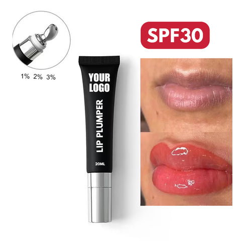 SPF30 Private Label Long-lasting Hyaluronic Acid Enhancer extreme Volume Sun Protection Plump Volumizer Gloss Oil Lip Plumper
