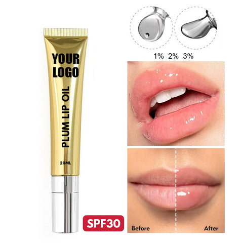 SPF30 Private Label Long-lasting Hyaluronic Acid Enhancer extreme Volume Sun Protection Plump Volumizer Gloss Oil Lip Plumper