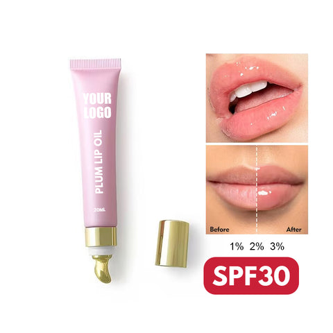 SPF30 Private Label Long-lasting Hyaluronic Acid Enhancer extreme Volume Sun Protection Plump Volumizer Gloss Oil Lip Plumper