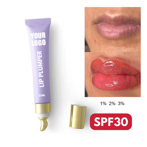 SPF30 Private Label Long-lasting Hyaluronic Acid Enhancer extreme Volume Sun Protection Plump Volumizer Gloss Oil Lip Plumper