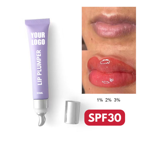 SPF30 Private Label Long-lasting Hyaluronic Acid Enhancer extreme Volume Sun Protection Plump Volumizer Gloss Oil Lip Plumper