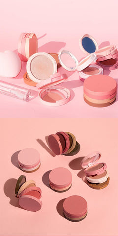 Vegan 3 in 1 Blusher Pigment Palette High Pigmented Custom Logo Cheek Blush Matte Powder Blusher Highlight Contour