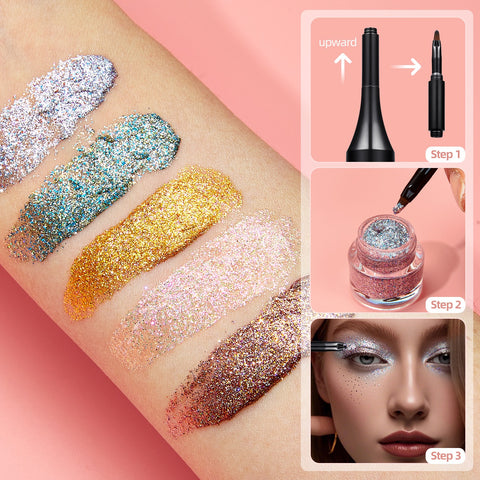 Waterproof Eye 5 Colors Glitter Eyeshadow Powder Makeup