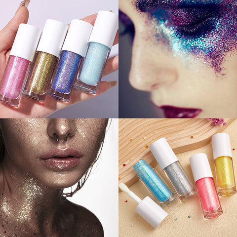 White Tube Shiny Long Lasting Glitter Custom Logo Liquid Eyeshadow 8 Colors Eyeliner Glitter Shimmer Liquid Eyeshadow Makeup