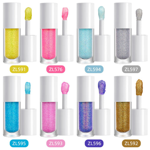 White Tube Shiny Long Lasting Glitter Custom Logo Liquid Eyeshadow 8 Colors Eyeliner Glitter Shimmer Liquid Eyeshadow Makeup