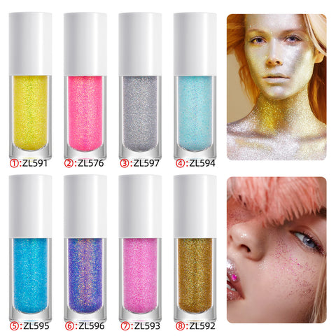 White Tube Shiny Long Lasting Glitter Custom Logo Liquid Eyeshadow 8 Colors Eyeliner Glitter Shimmer Liquid Eyeshadow Makeup