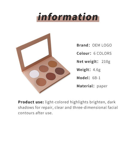 Wholesale 6 Colors DIY Highlighter and Blush DIY Newest Professional Cosmetic Custom Highlighter Makeup Powder Contour